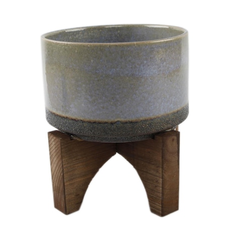 Flora Bunda 7' Lava Ceramic on Wood Stand, Blue CT549E-BL